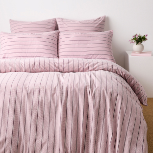 Arlo Stonewash Stripe Quilt Cover Set - Lilas