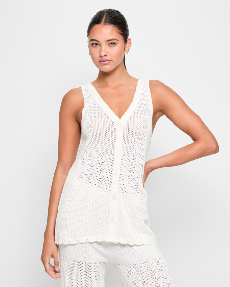 Australian Cotton Blend Crochet Tunic Vest - Lily Loves