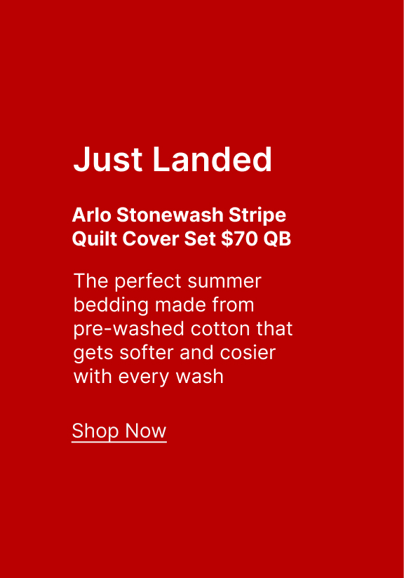 Arlo Stonewash Stripe Quilt Cover Set $70 QB