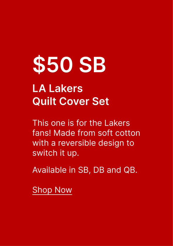 $50 SB LA Lakers Quilt Cover Set