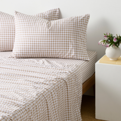 Rian Check Australian Cotton Stonewash Sheet Set