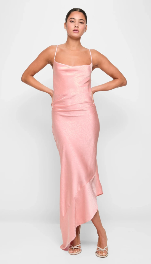 Asymmetrical Satin Midi Dress