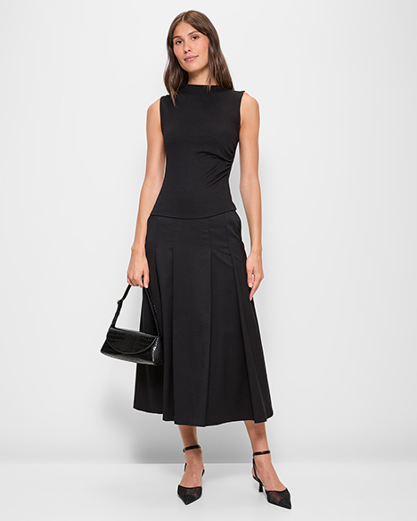 Preview Melange Pleated Midi Skirt