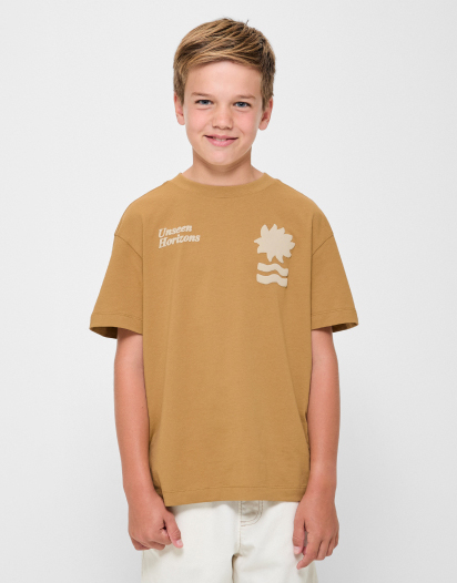 Australian Cotton Loose Fit Print T-shirt - Chestnut