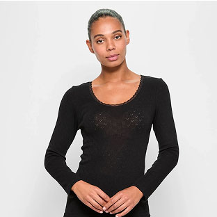 Pointelle Thermal Long Sleeve Top