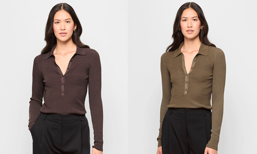 Preview long sleeve knit polo top