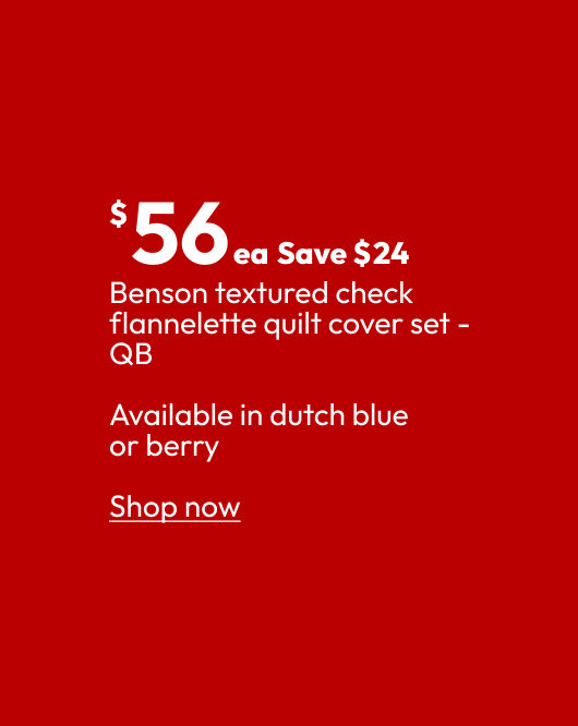 Benson textured check flannelette quilt cover set - QB