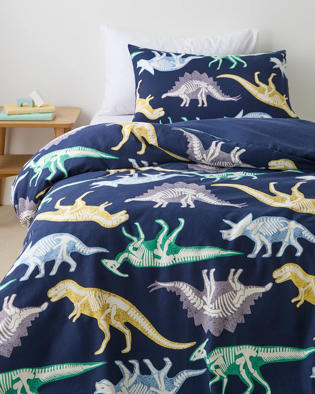 Dinosaur flannelette kids quilt cover set - SB