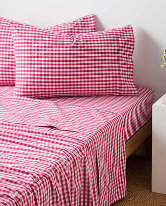 Australian Cotton gingham flat sheet. QB