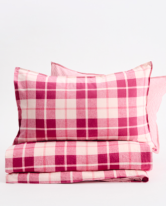 Ashlee check linen cotton quilt cover set. QB