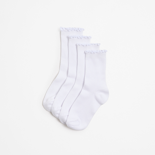 Rib crew lettuce edge socks 4pk