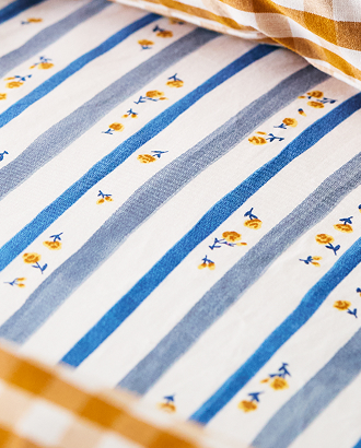 Australian Cotton stripe floral fitted sheet. QB