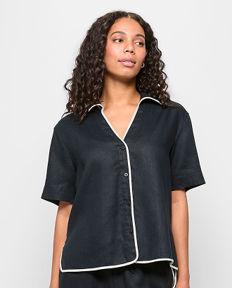 European linen binding shirt