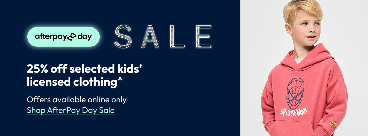 25% off selected kids’ licensed clothing