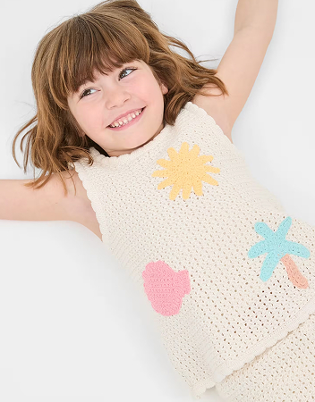 Crochet Shorts and Tank Top Set - Gardenia