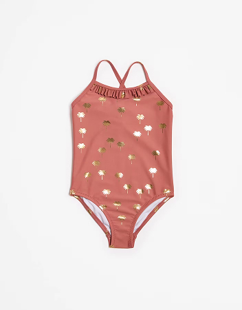 Metallic Print One Piece Swim Suit