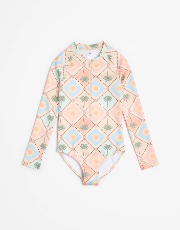 Long Sleeve Swim Surfsuit - Mediterranean Tile