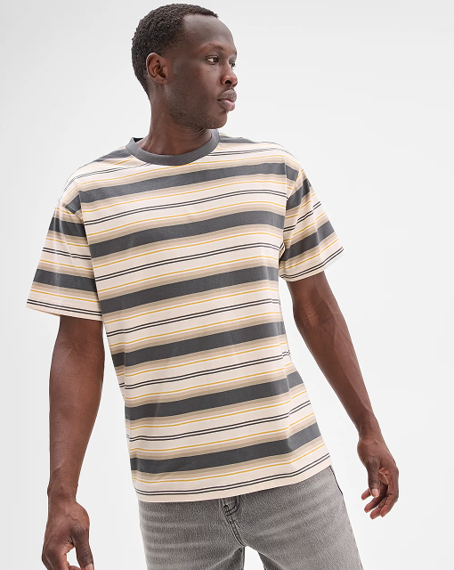 Australian Cotton heavy core stripe t-shirt