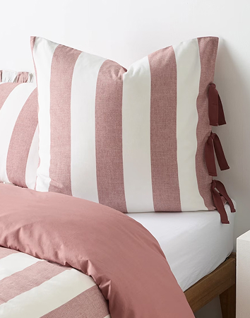 Peyton Herringbone Weave Stripe European Pillowcase - Terracotta