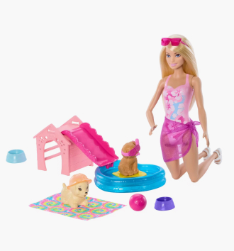 Barbie Puppy Pool Party Aloha Blonde