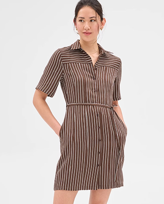 Summer twill seam detail mini dress