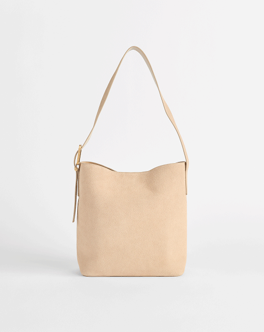 Premium suede leather bucket tote bag