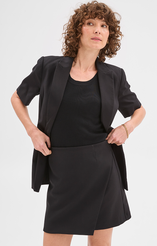 Tailored wrap mini skirt