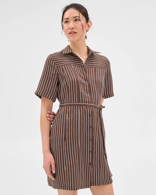 Summer twill seam detail mini dress