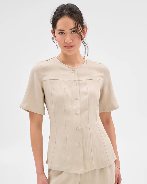 Summer twill seam detail shirt