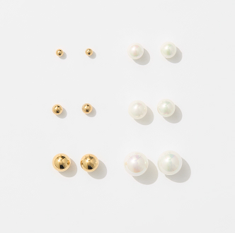 Waterproof 6 Pack Faux Pearl Stud Earrings Set