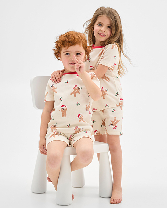 Christmas gingerbread Australian Cotton waffle PJ set. Sizes 1-7