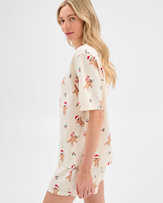 Christmas gingerbread Australian Cotton womens waffle PJ set