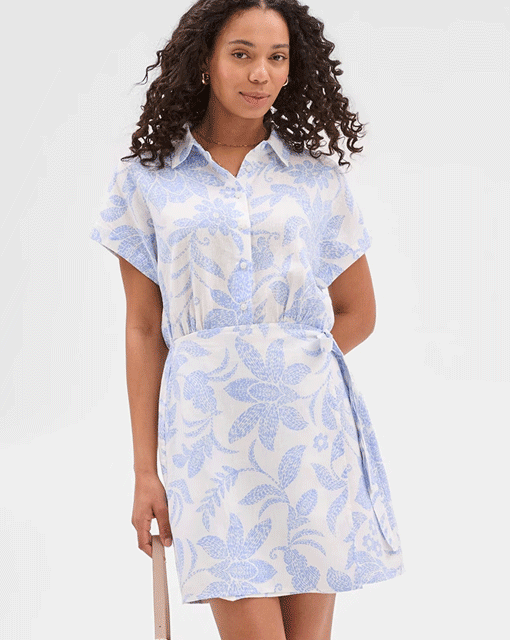 European linen tiered wrap midi dress