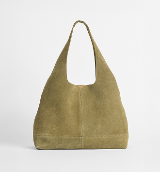 Premium suede leather slouch shoulder bag