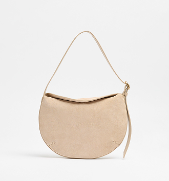 Premium suede leather crescent shoulder bag