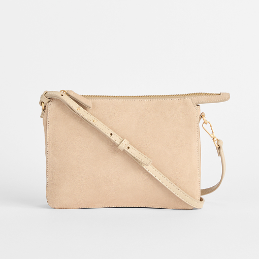 Premium suede leather crossbody bag. Available in 2 colours