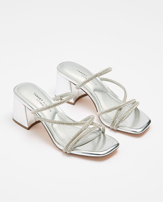 Silver strappy block heel