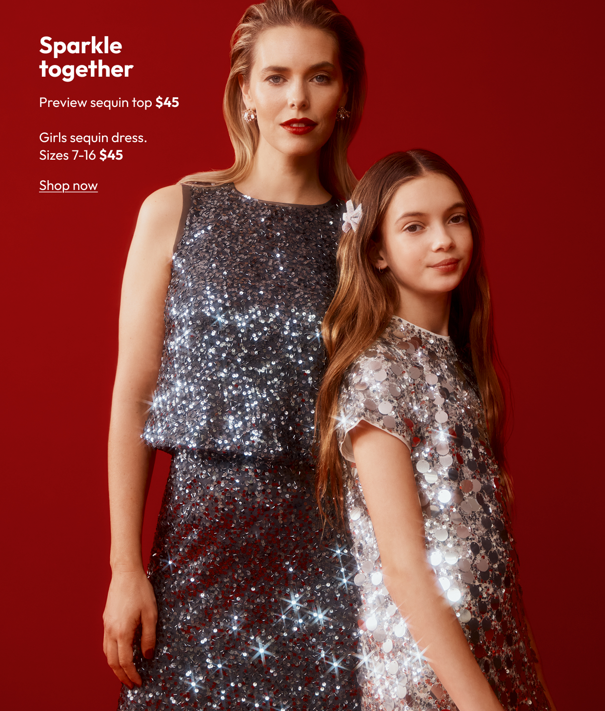 Sparkle together Preview sequin top $45 Girls sequin dress. Sizes 7-16