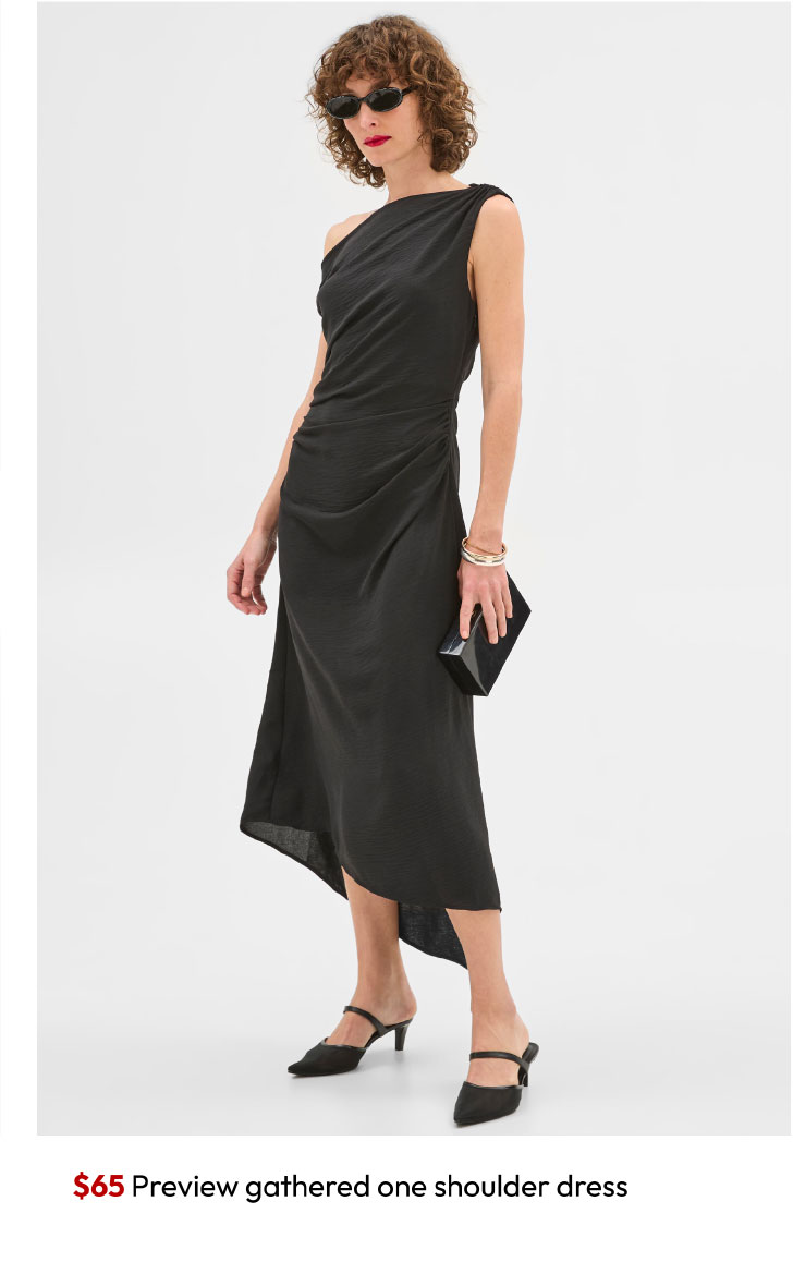 $65 Preview gathered one shoulder dress