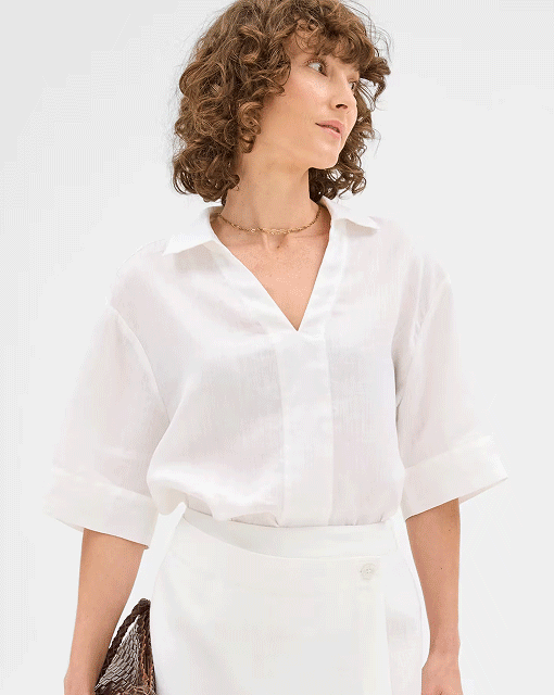 European linen popover shirt