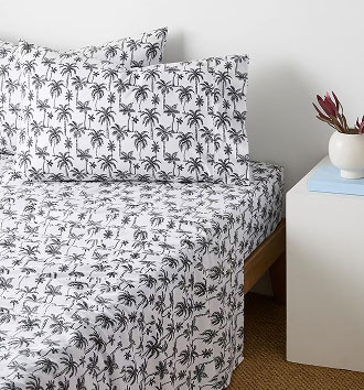 Haven Australian Cotton palm print sheet set