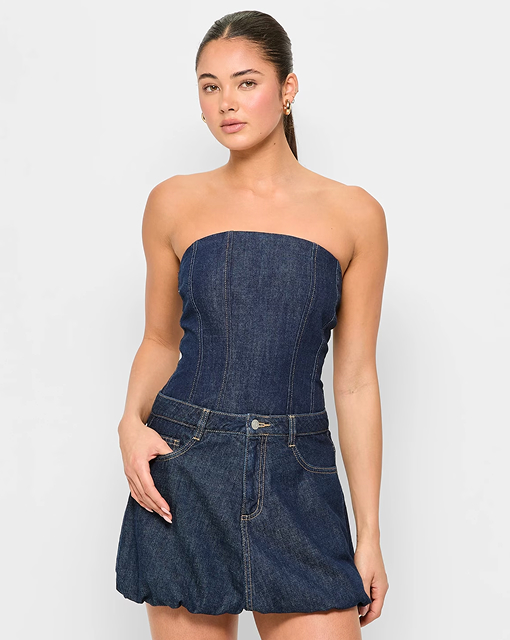 Bubble Denim Mini Skirt - Lily Loves