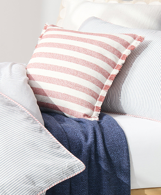 Amara stripe fringe cushion