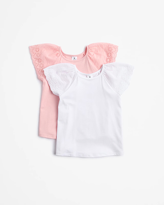 2 Pack Broderie sleeve T-Shirt*