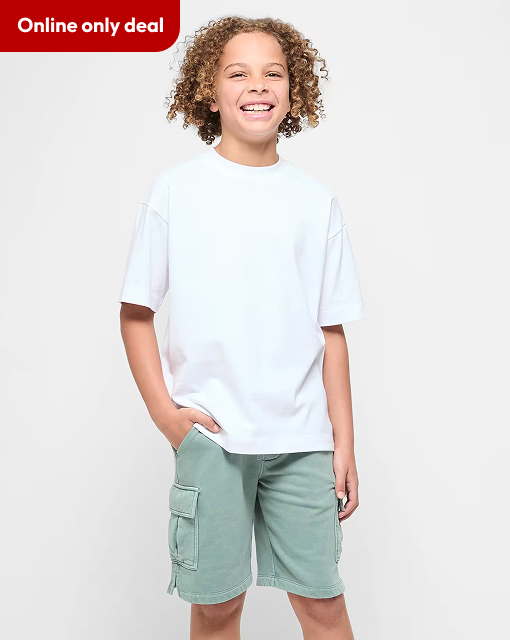 Washed fleece shorts. Sizes 7-16*