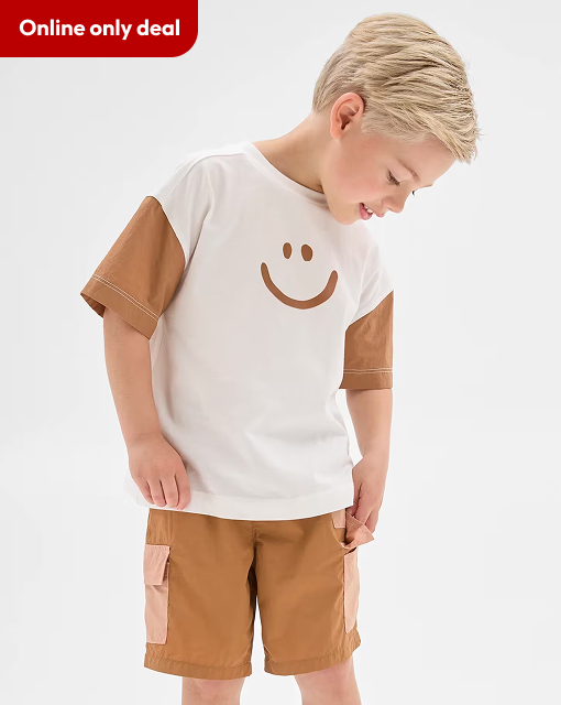 Recycled nylon cargo shorts.Sizes 1-8*