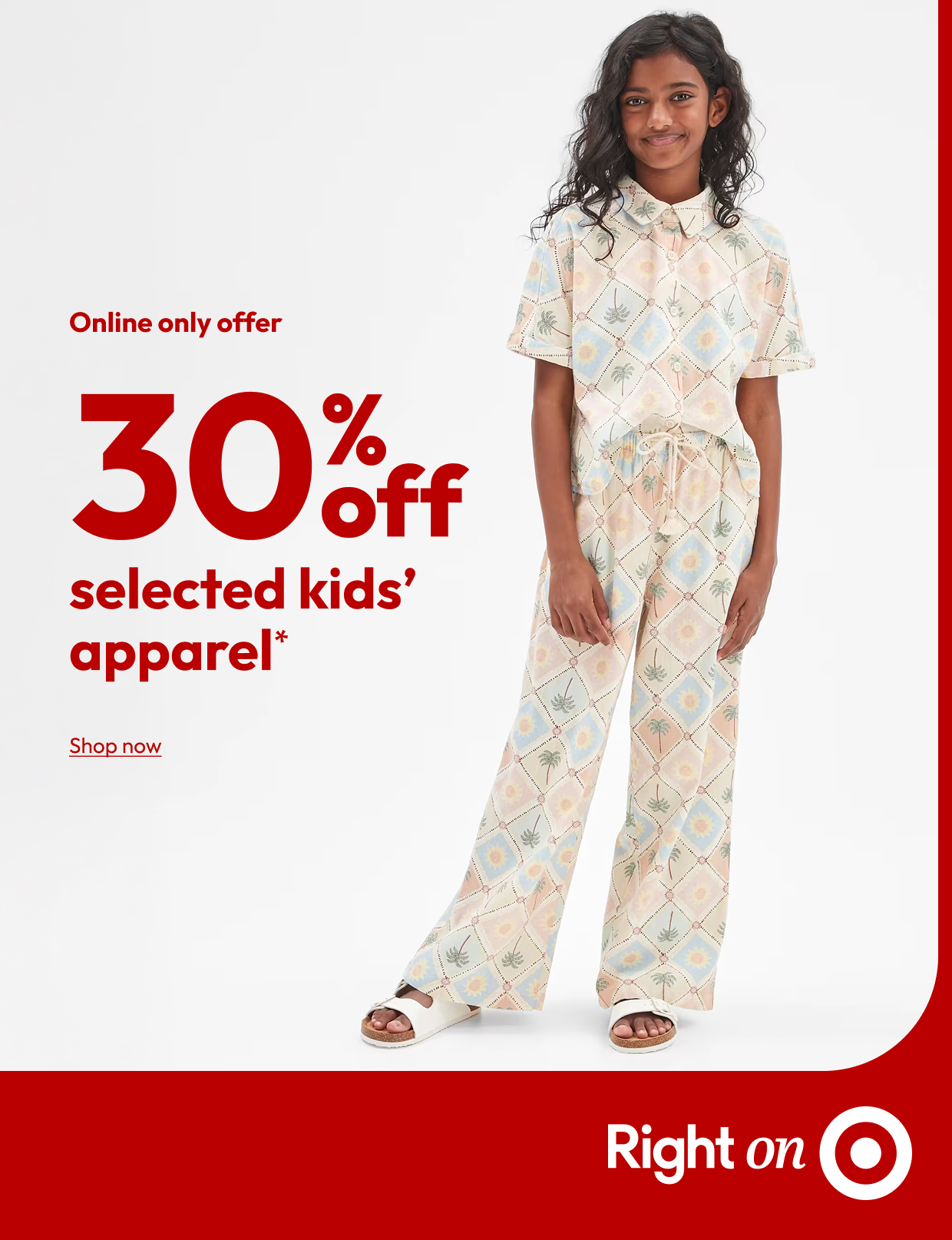 30% off selected kids’ apparel*