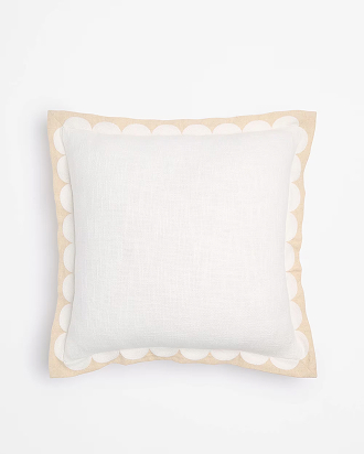Sylvie scallop embroidered cushion - white