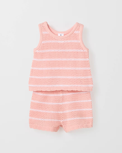 Organic cotton crochet top and short set