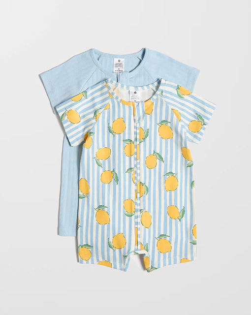 Organic cotton zip romper 2 pack